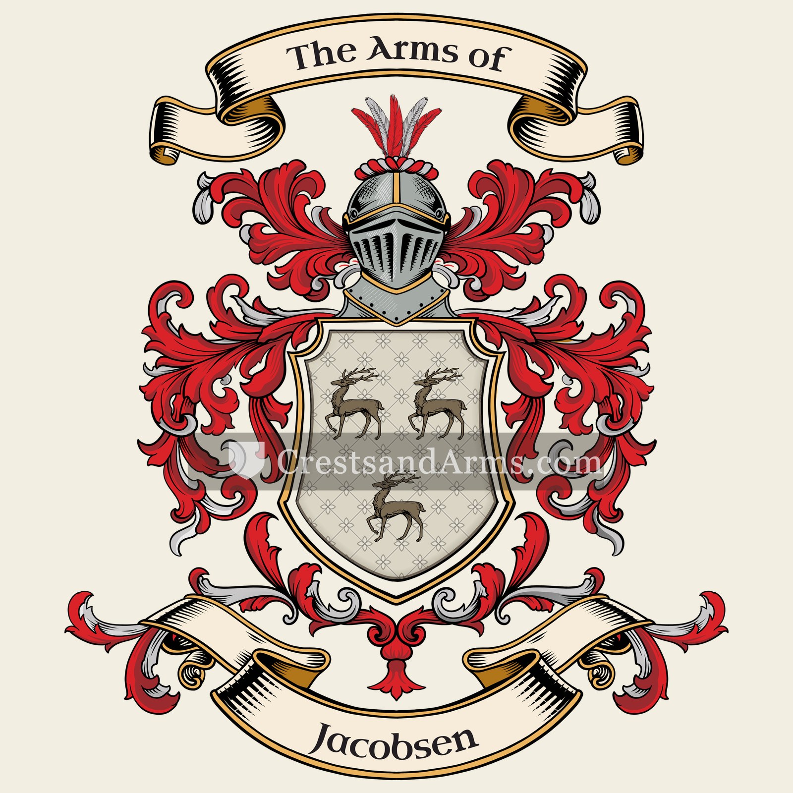 The Jacobsen coat of arms, drawn from the recorded blazon