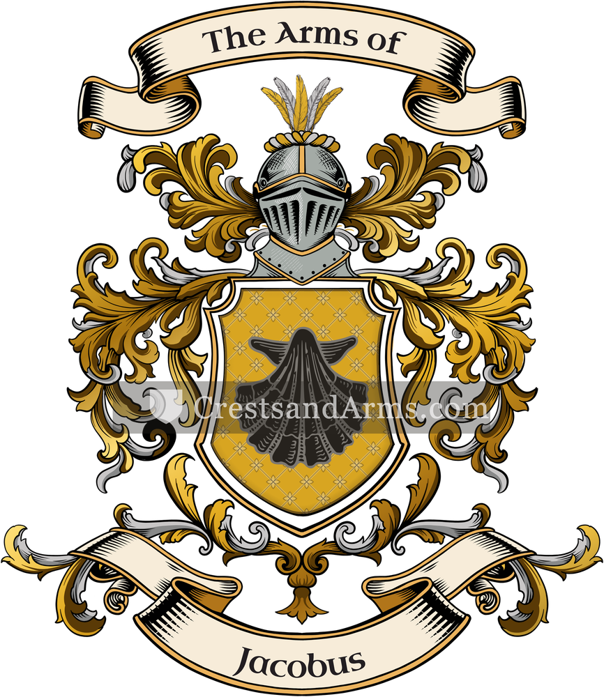 The Jacobus coat of arms, drawn from the recorded blazon