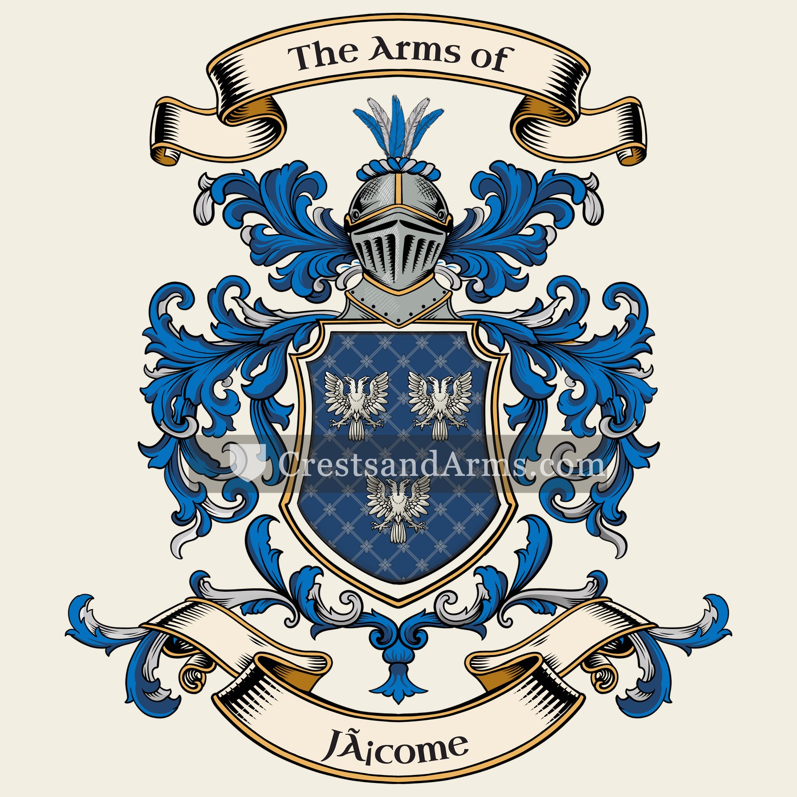 The Jácome coat of arms, drawn from the recorded blazon