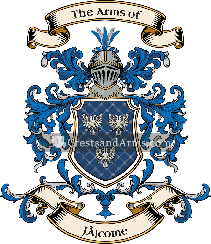 The Jácome coat of arms, drawn from the recorded blazon
