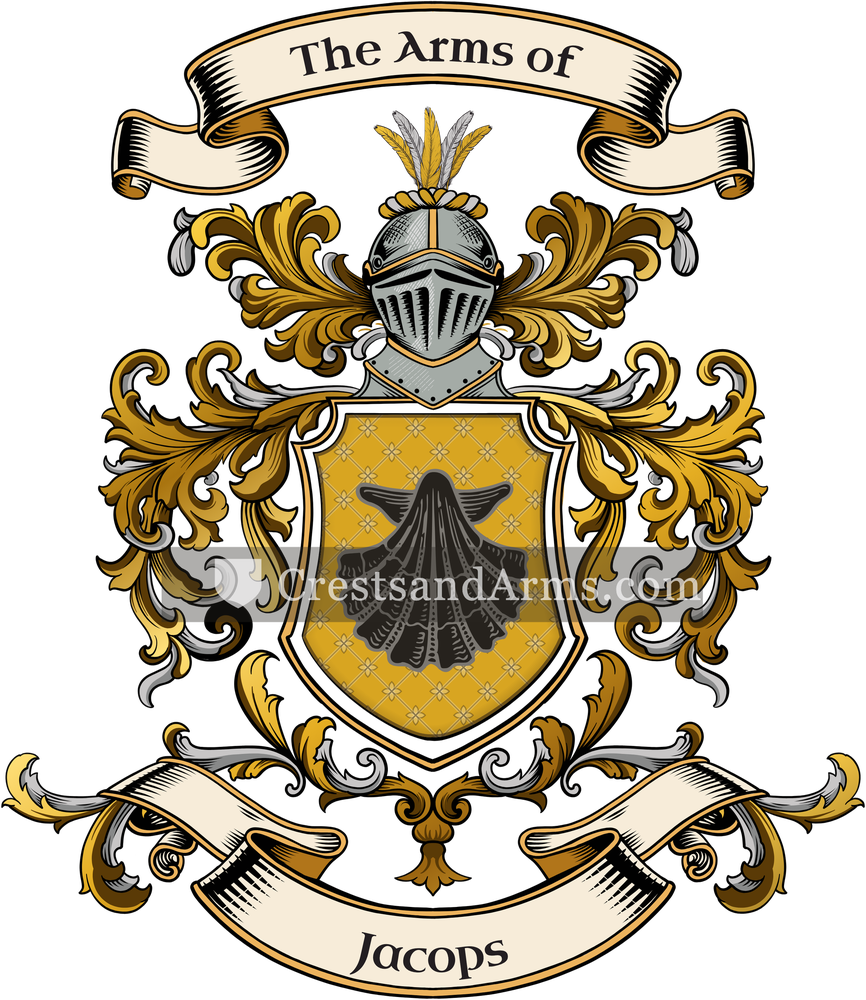 The Jacops coat of arms, drawn from the recorded blazon