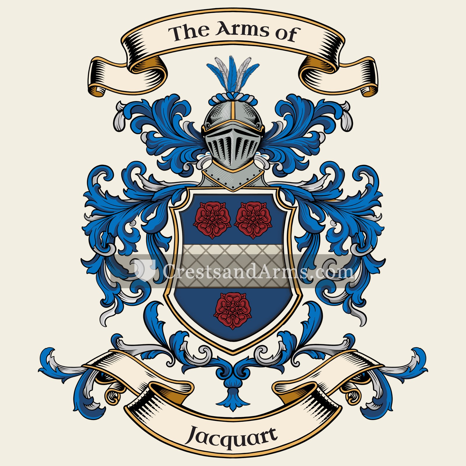 The Jacquart coat of arms, drawn from the recorded blazon