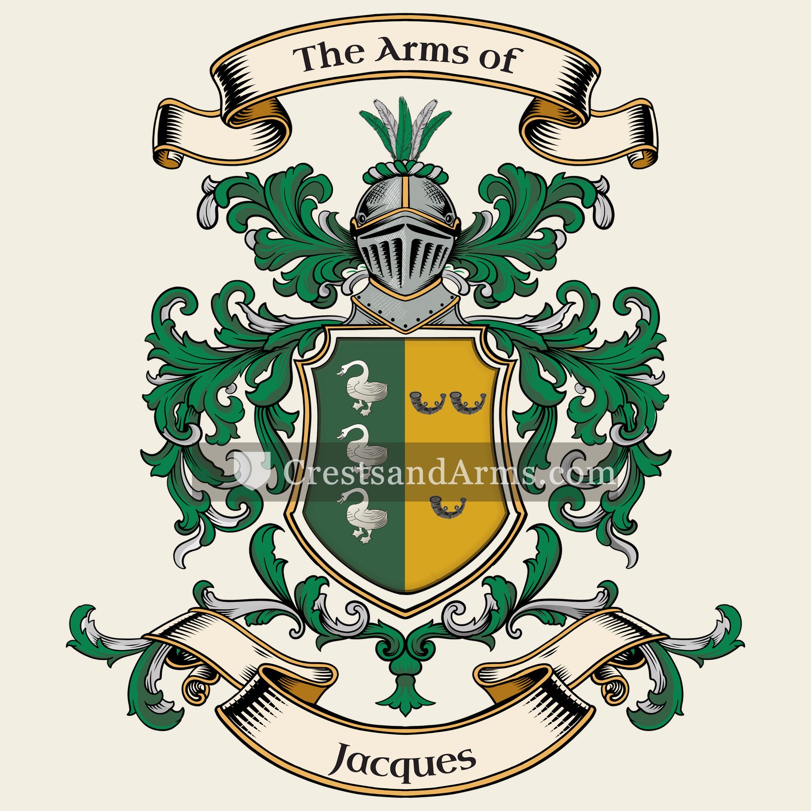 The Jacques coat of arms, drawn from the recorded blazon
