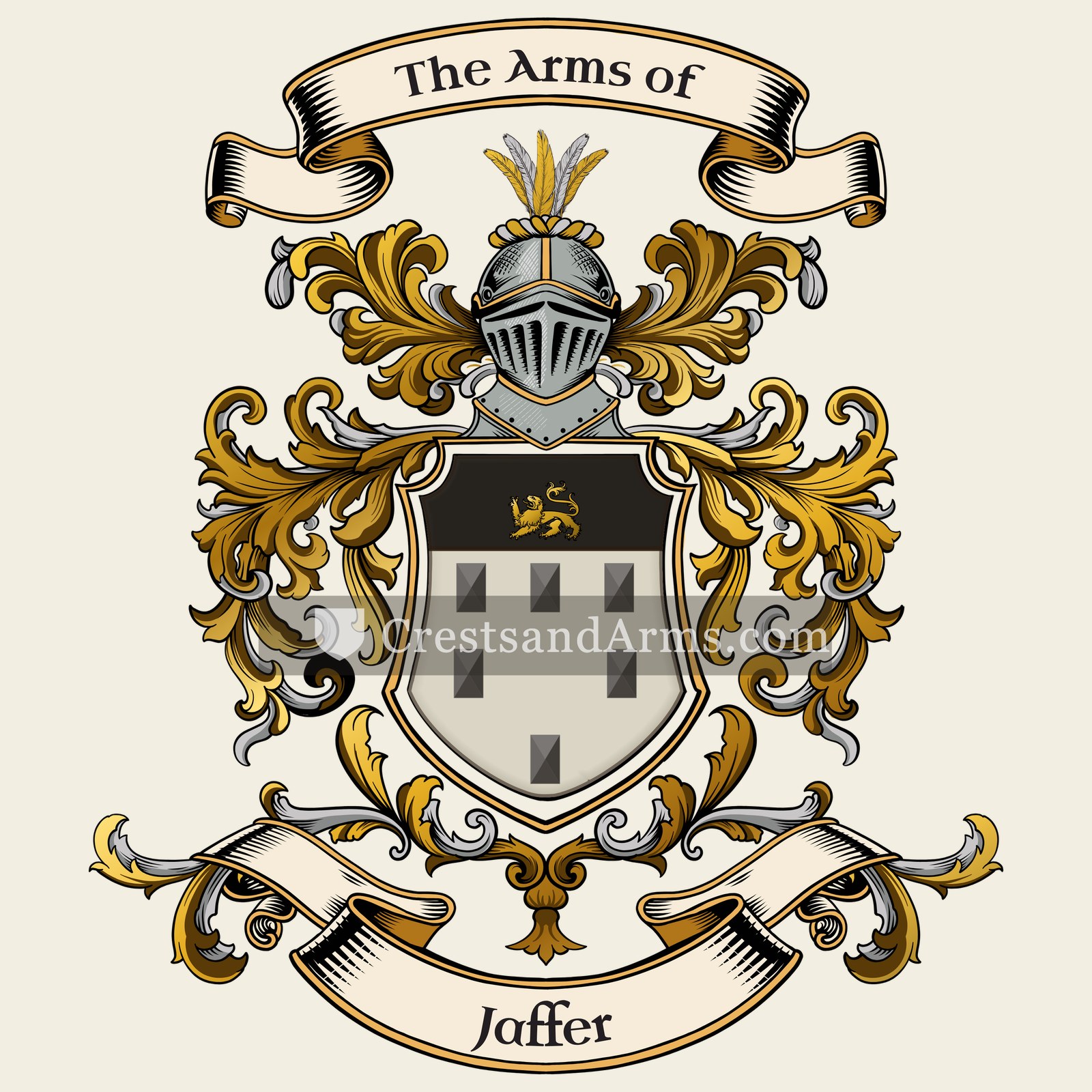 The Jaffer coat of arms, drawn from the recorded blazon