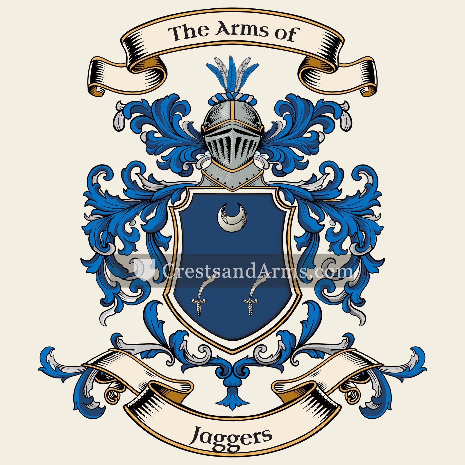 The Jaggers coat of arms, drawn from the recorded blazon