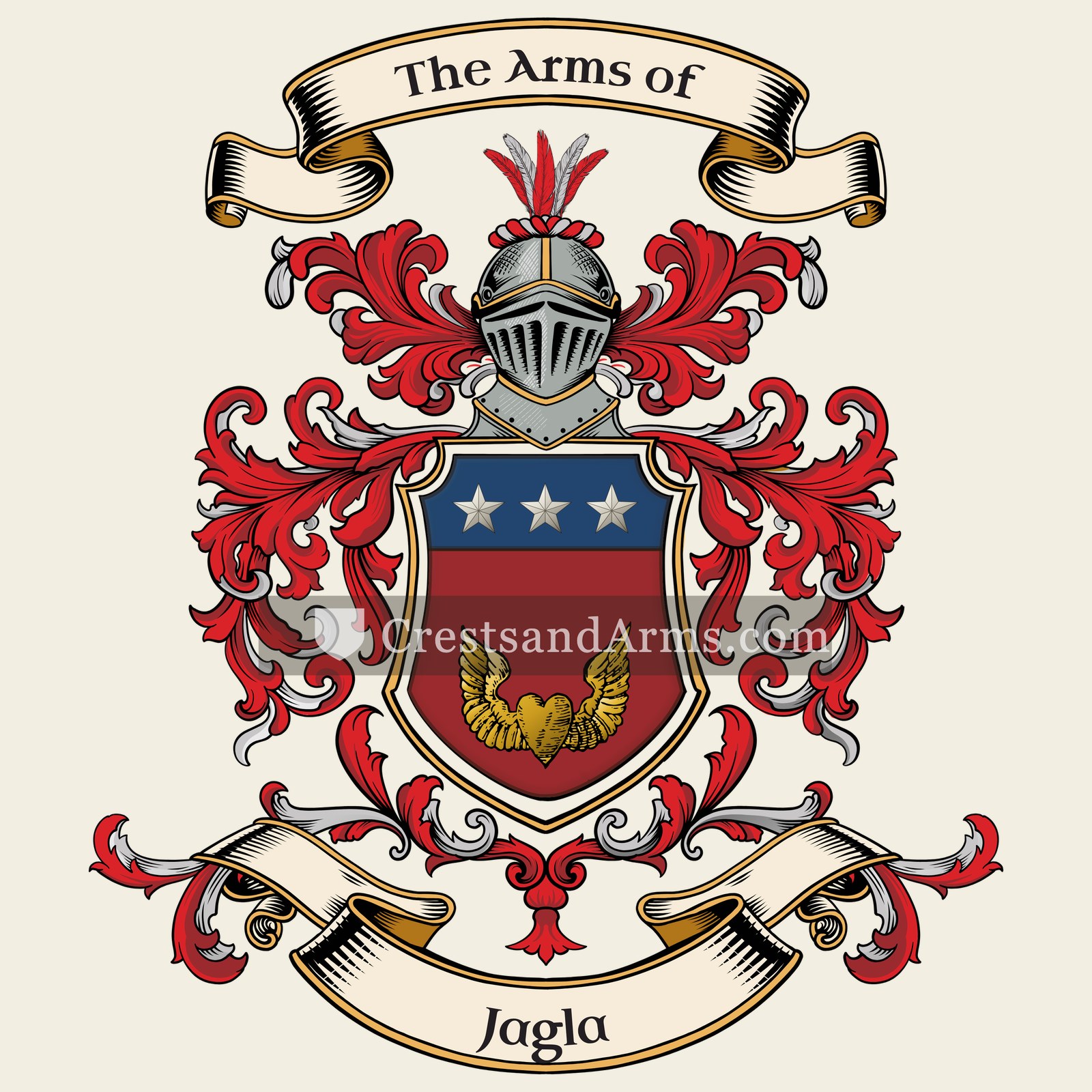 The Jagla coat of arms, drawn from the recorded blazon