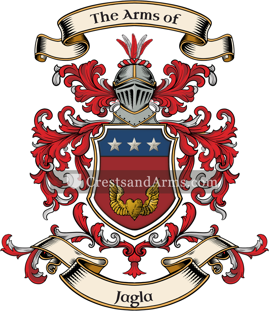 The Jagla coat of arms, drawn from the recorded blazon