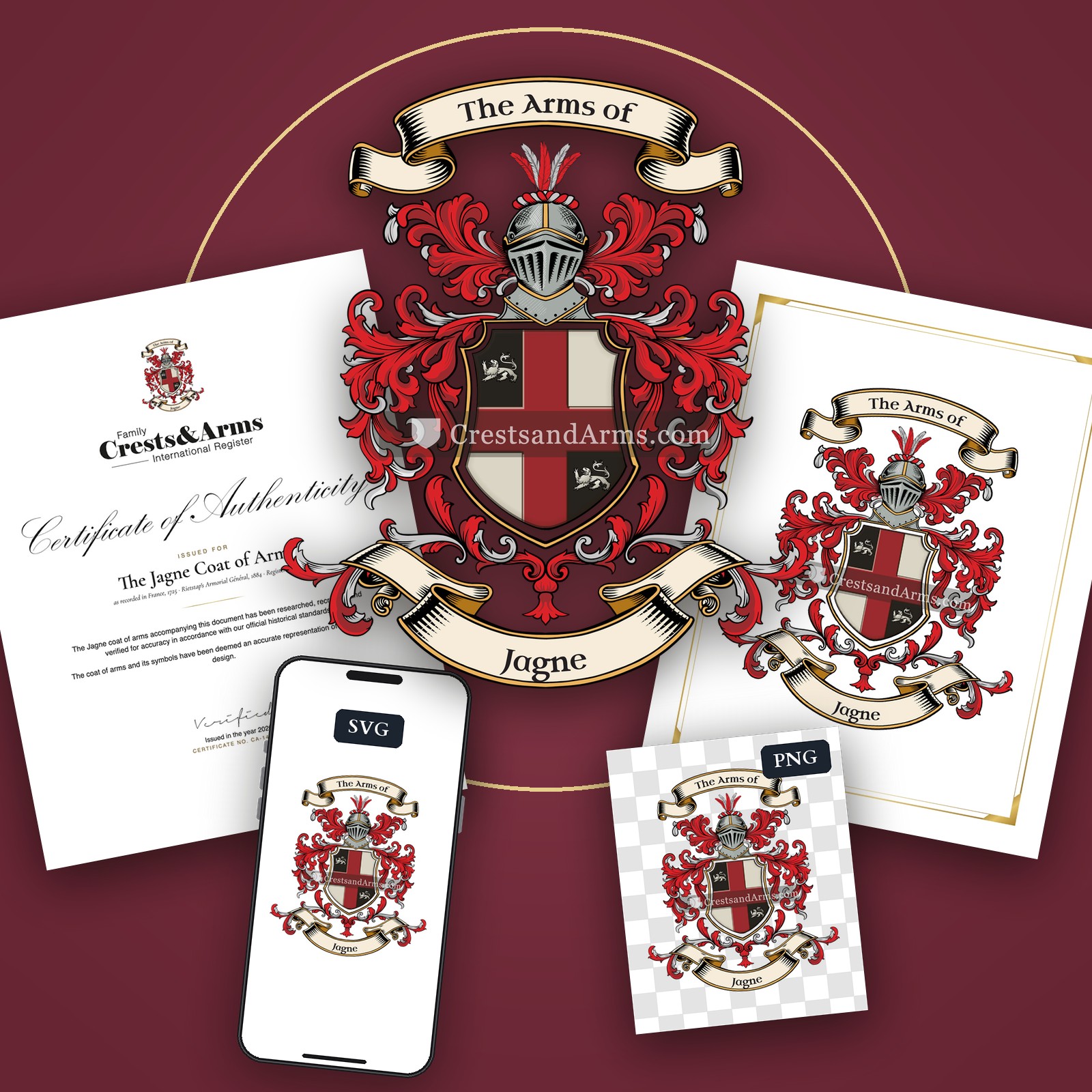 The Jagne arms on the coat of arms — digital pack