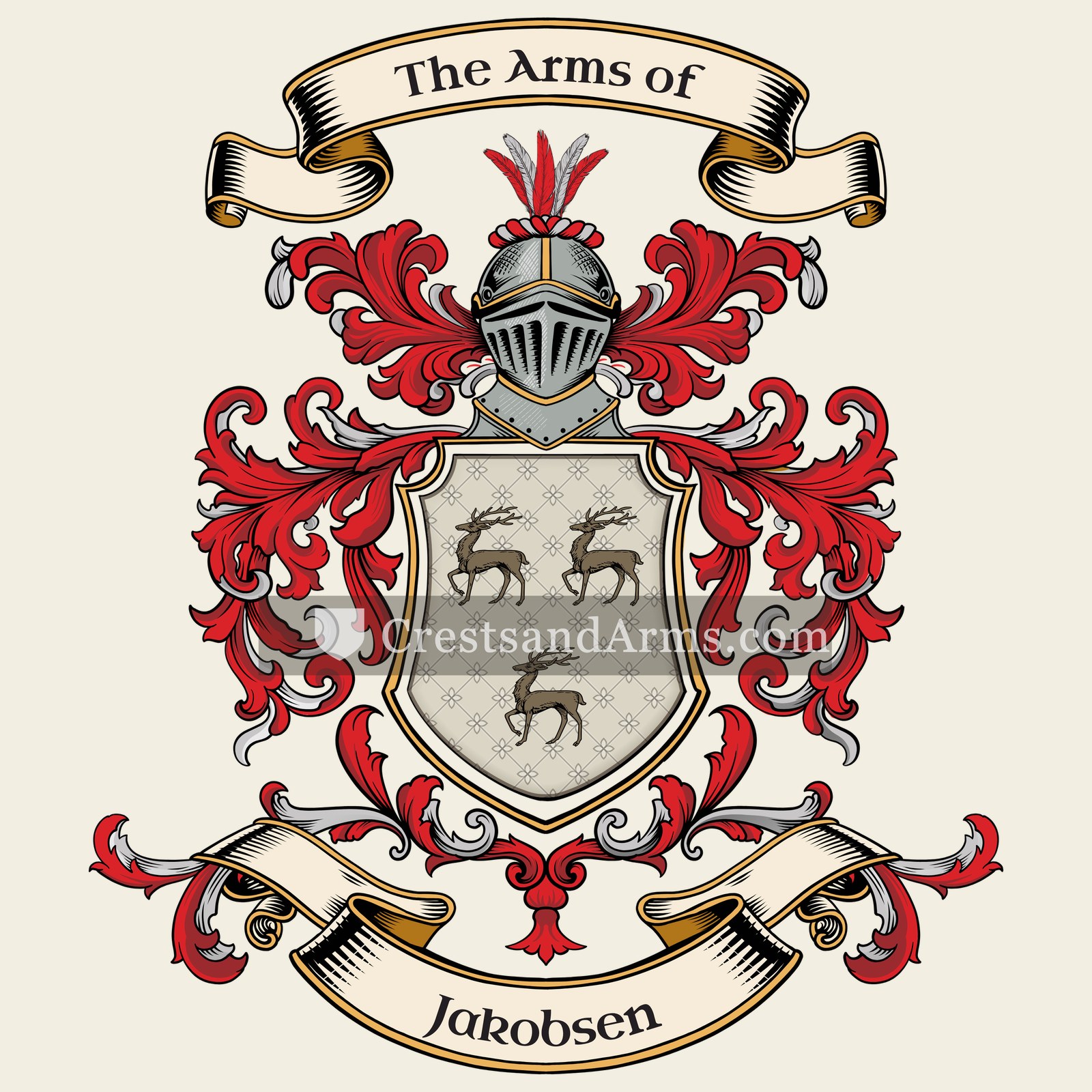 The Jakobsen coat of arms, drawn from the recorded blazon