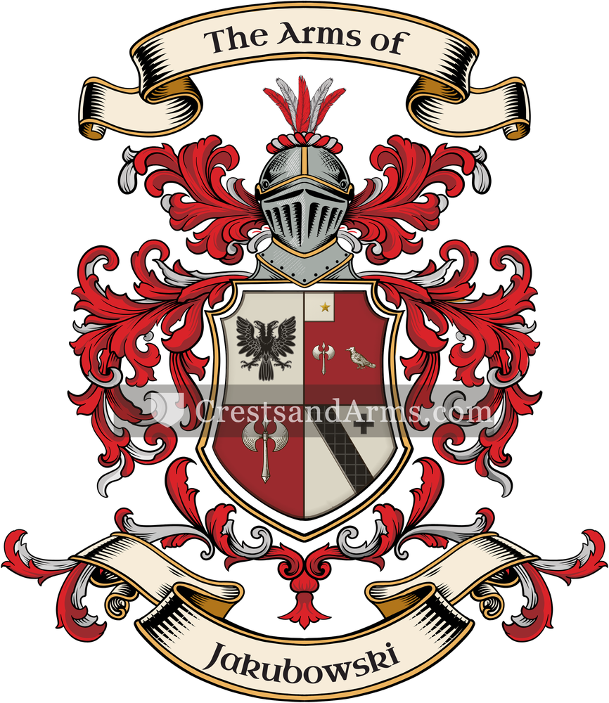 The Jakubowski coat of arms, drawn from the recorded blazon