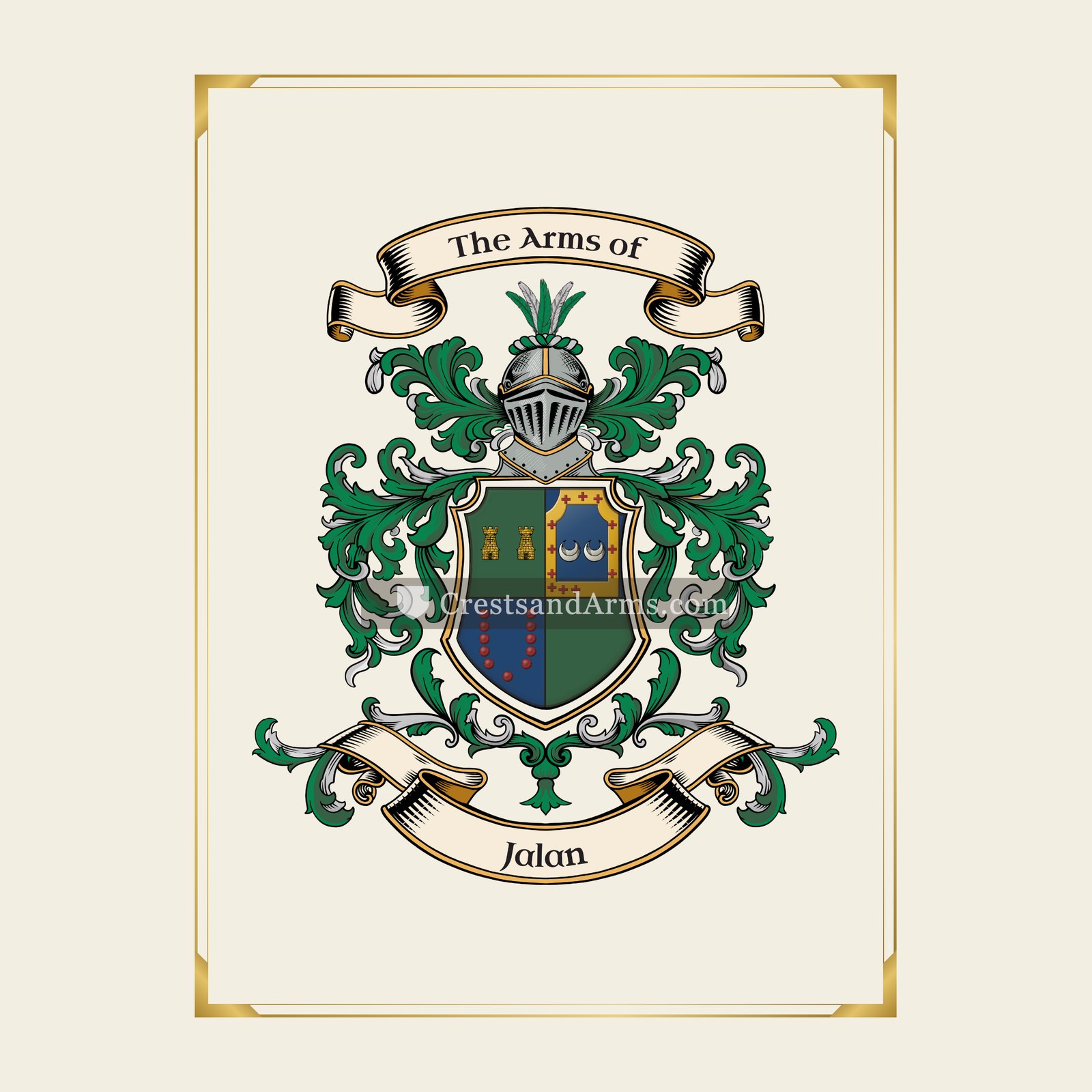 With gold border