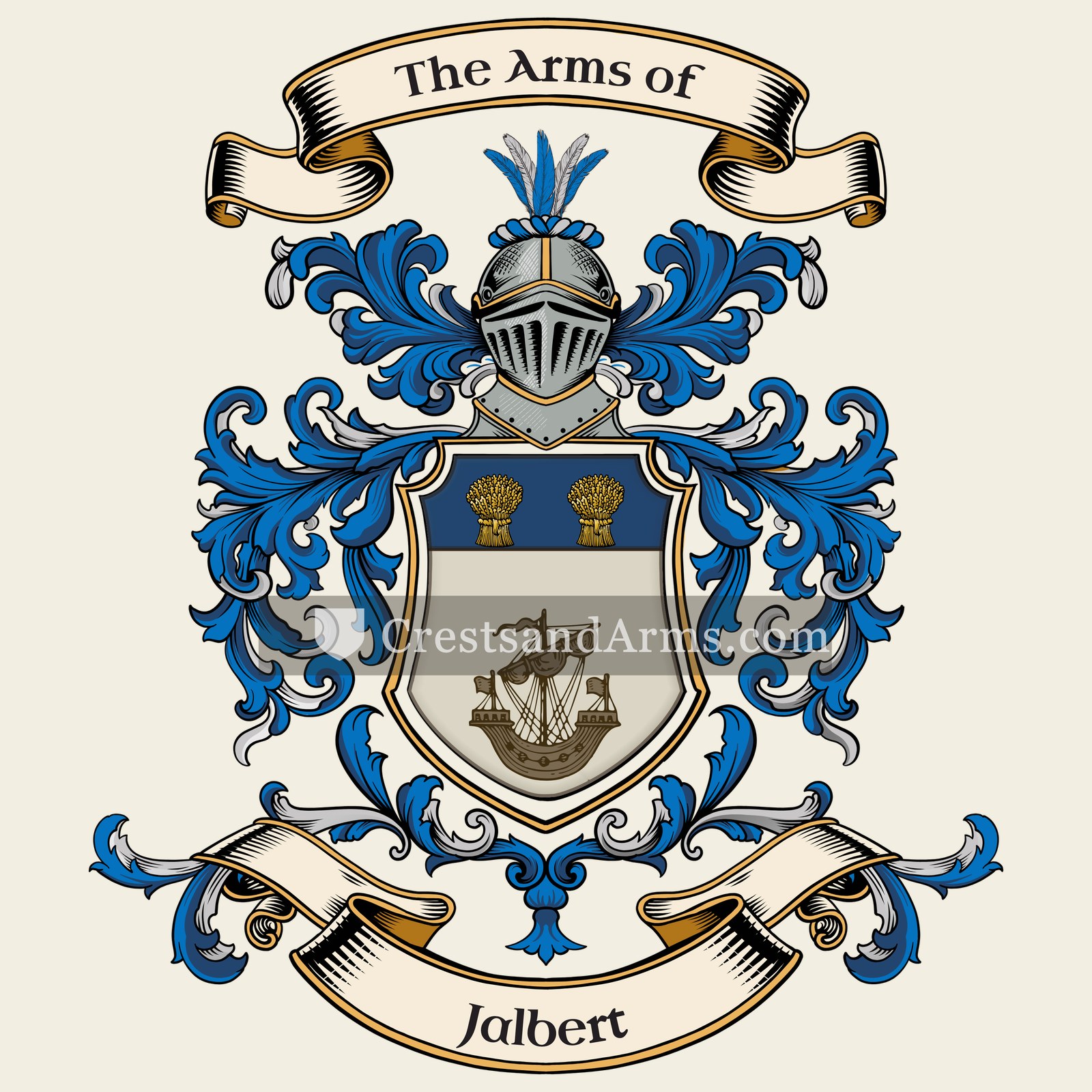 The Jalbert coat of arms, drawn from the recorded blazon