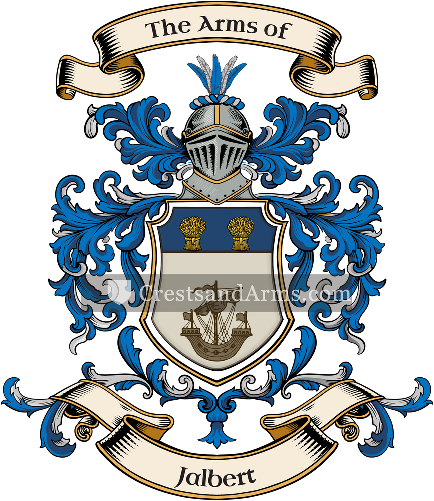 The Jalbert coat of arms, drawn from the recorded blazon