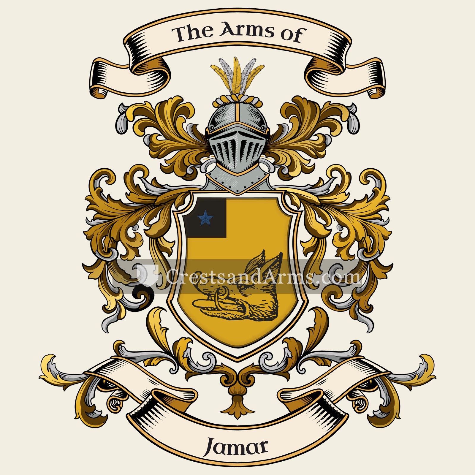 The Jamar coat of arms, drawn from the recorded blazon