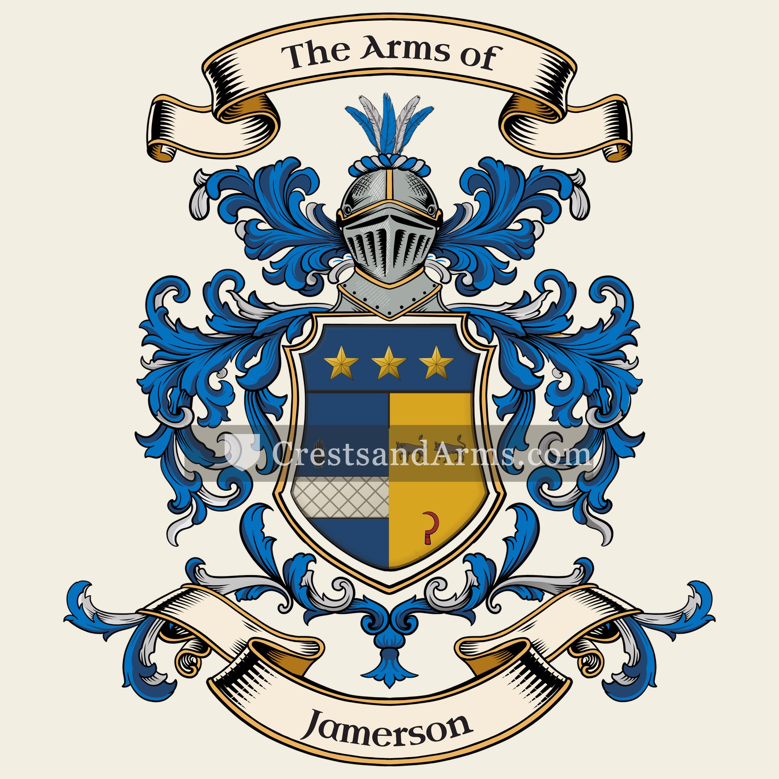 The Jamerson coat of arms, drawn from the recorded blazon