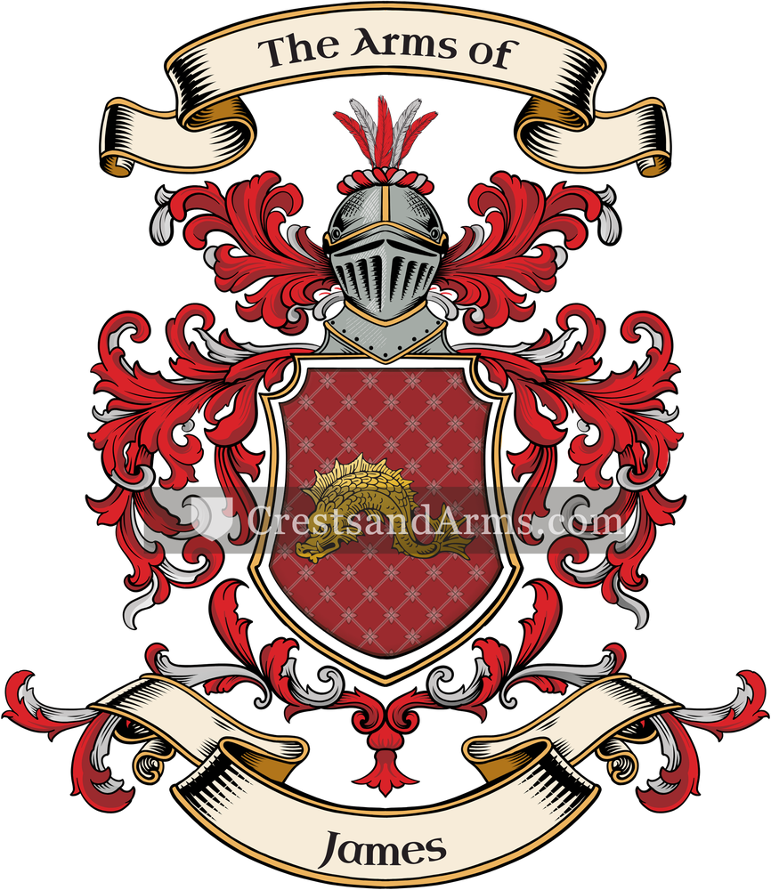 The James coat of arms, drawn from the recorded blazon