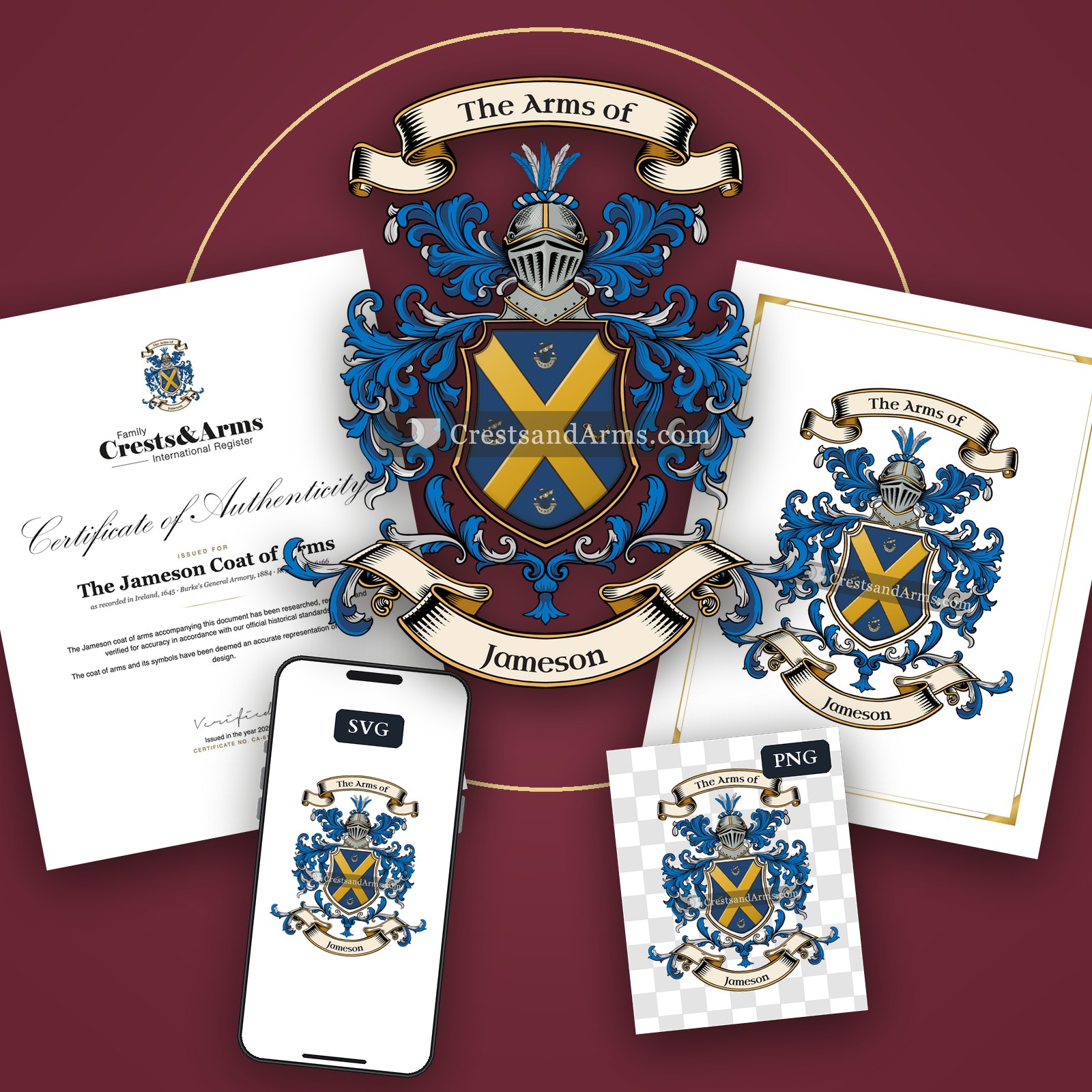 The Jameson arms on the coat of arms — digital pack