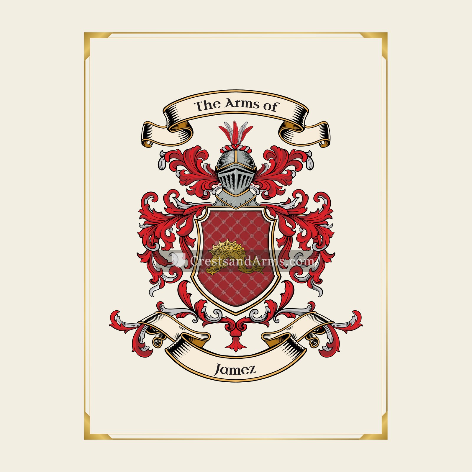 With gold border