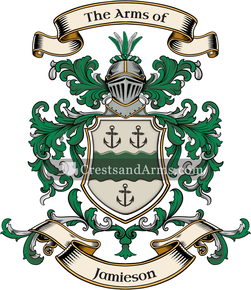 The Jamieson coat of arms, drawn from the recorded blazon