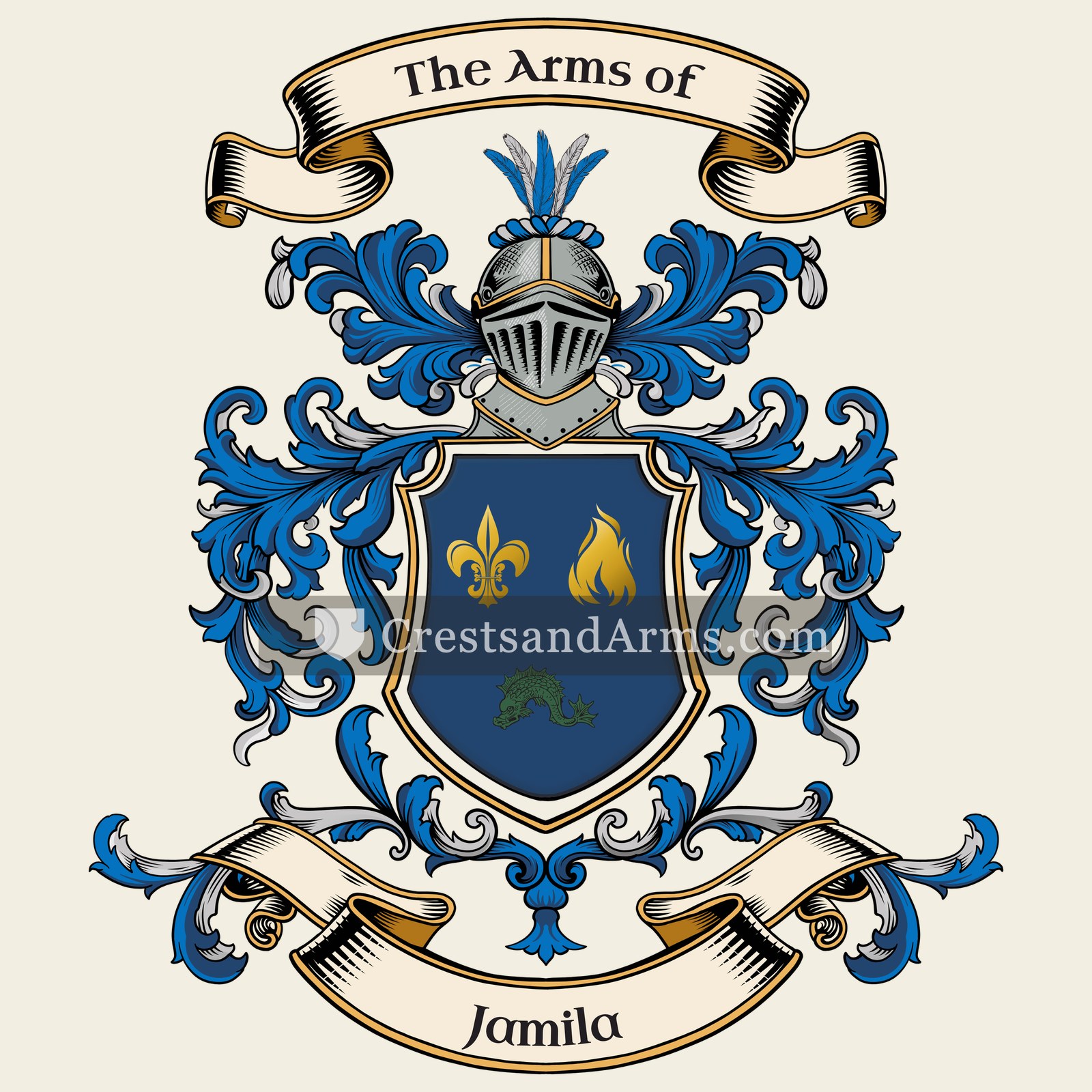 The Jamila coat of arms, drawn from the recorded blazon