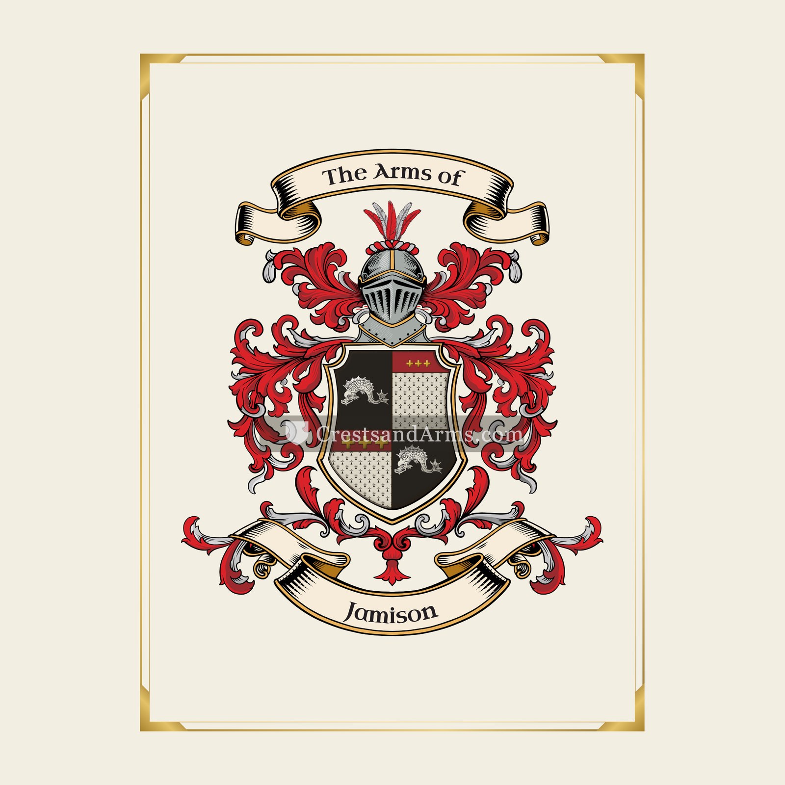 With gold border