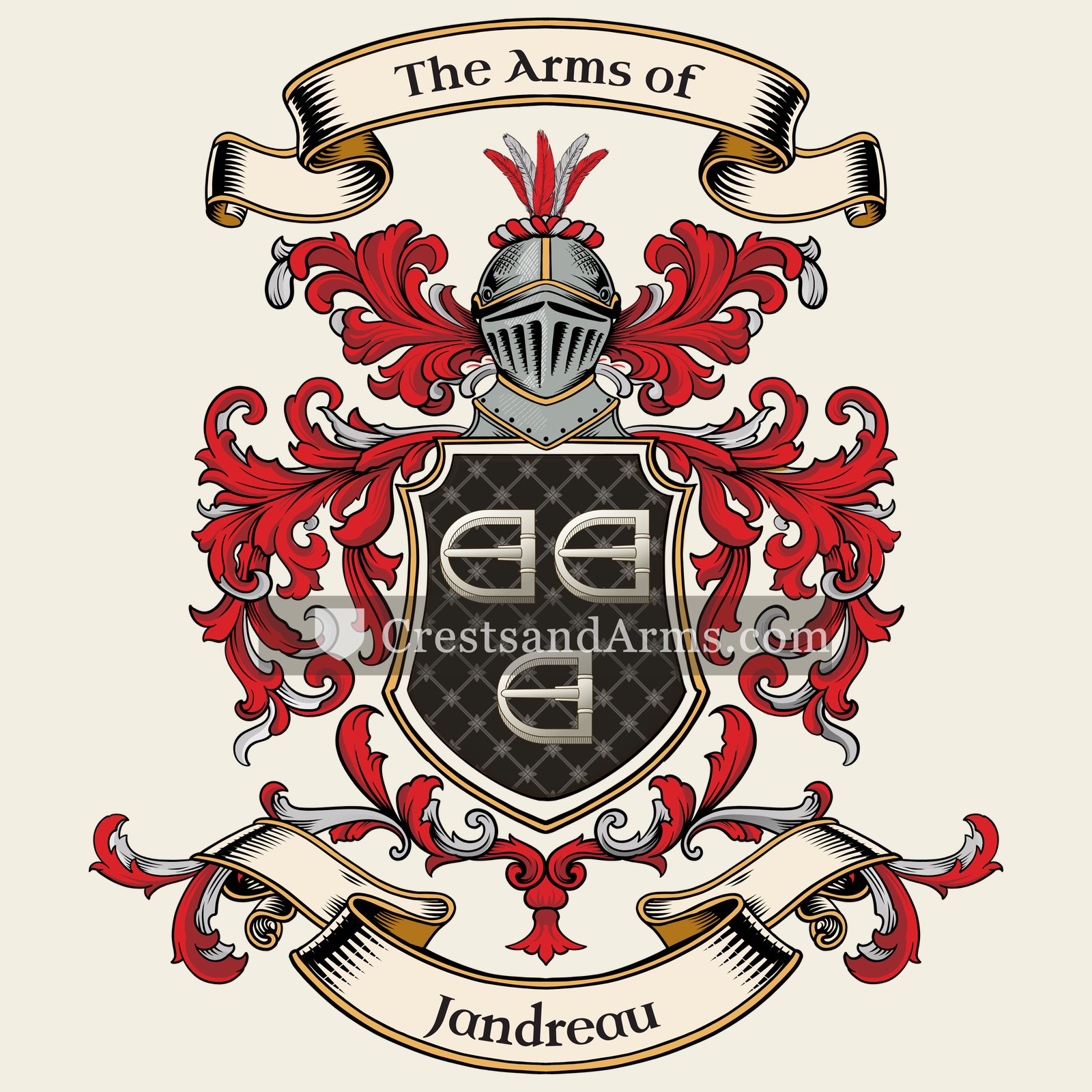 The Jandreau coat of arms, drawn from the recorded blazon