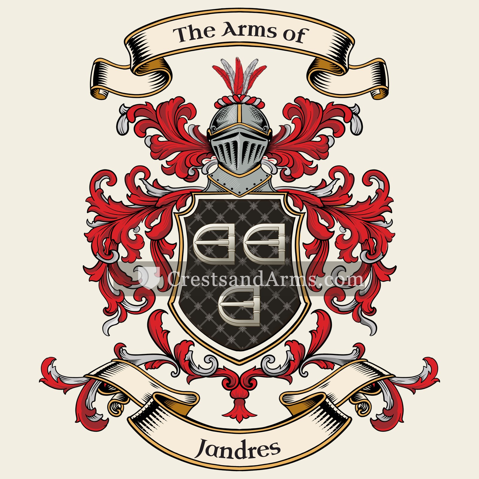The Jandres coat of arms, drawn from the recorded blazon