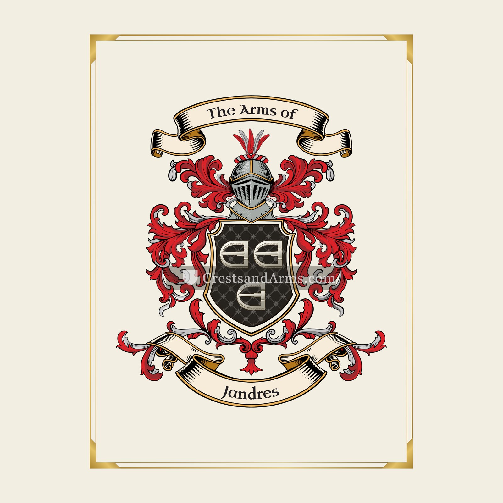 With gold border