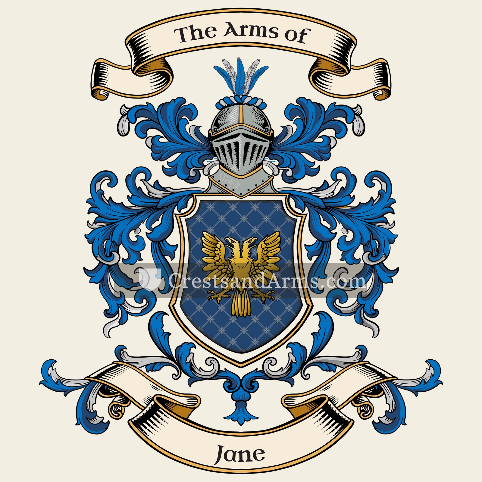 The Jane coat of arms, drawn from the recorded blazon