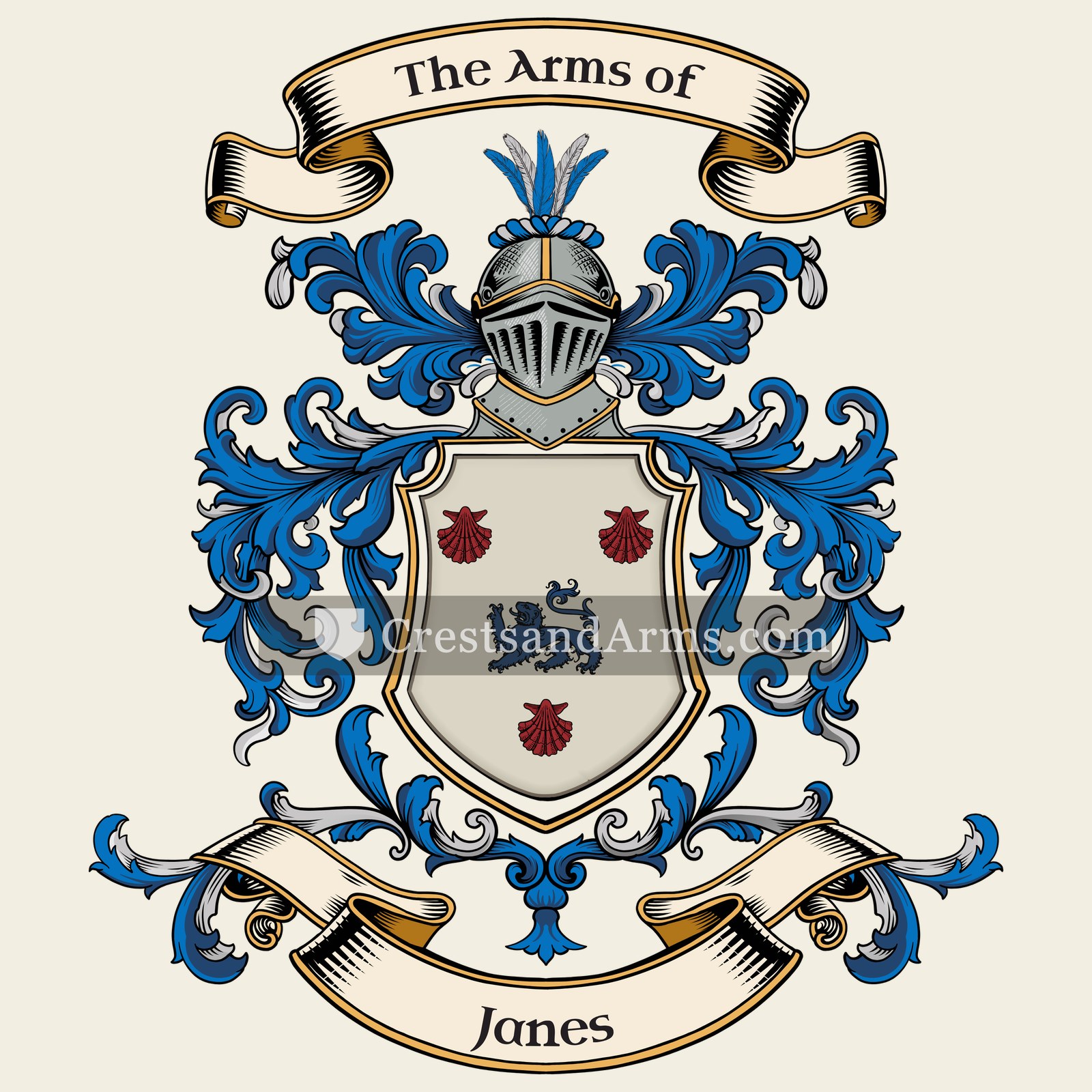 The Janes coat of arms, drawn from the recorded blazon