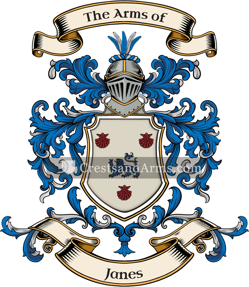 The Janes coat of arms, drawn from the recorded blazon