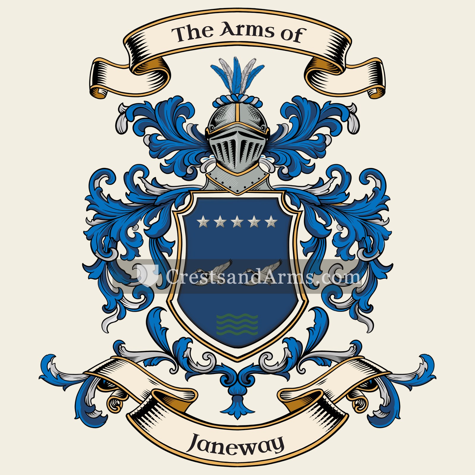 The Janeway coat of arms, drawn from the recorded blazon