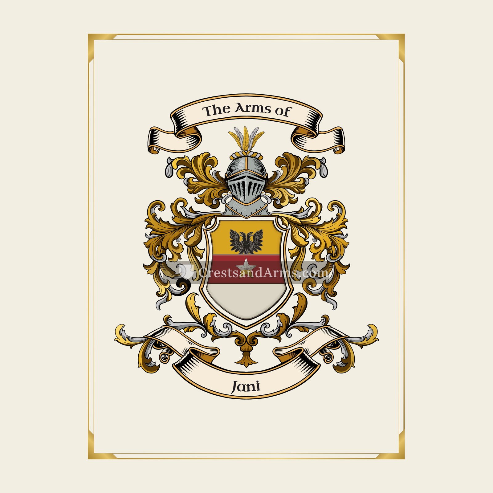 With gold border