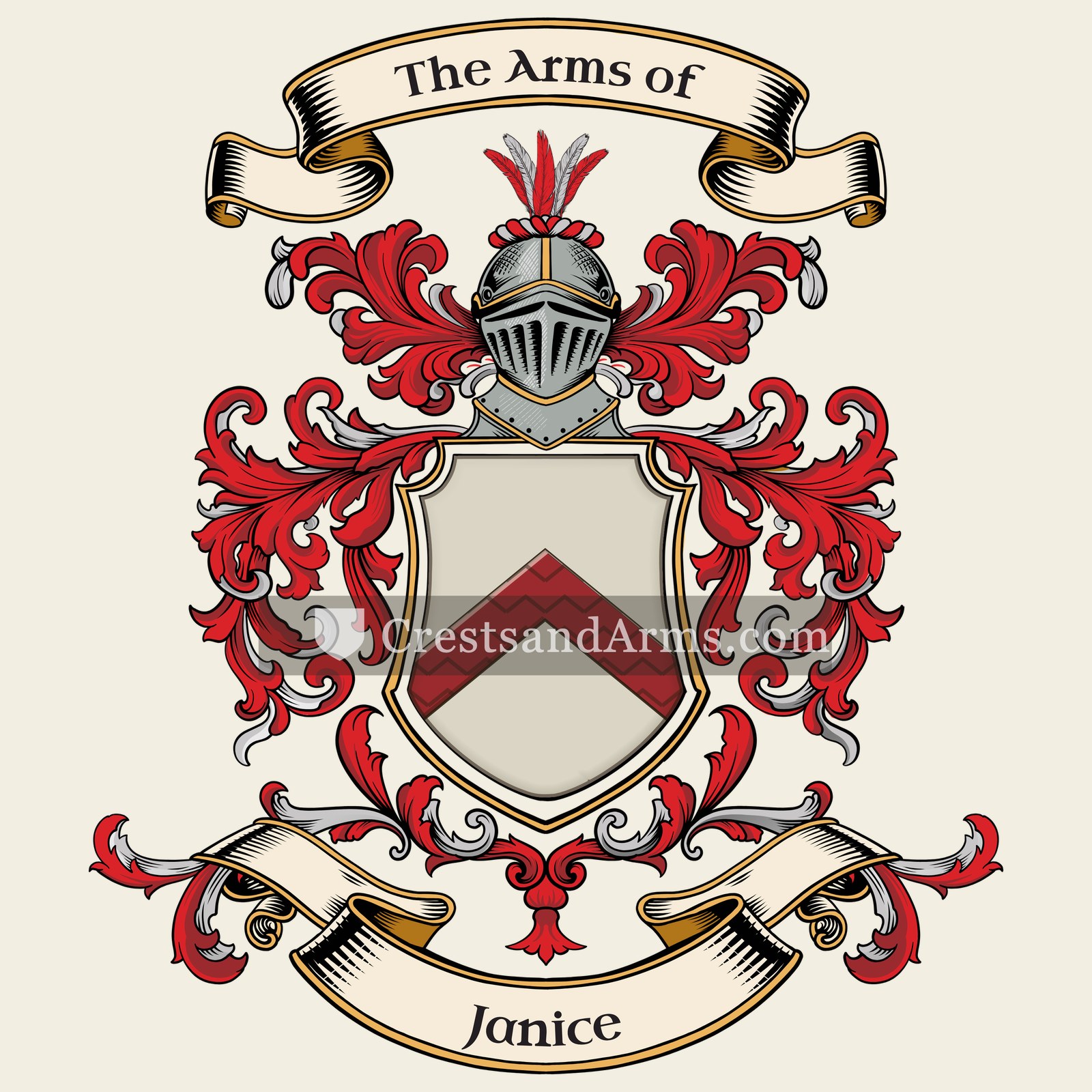 The Janice coat of arms, drawn from the recorded blazon