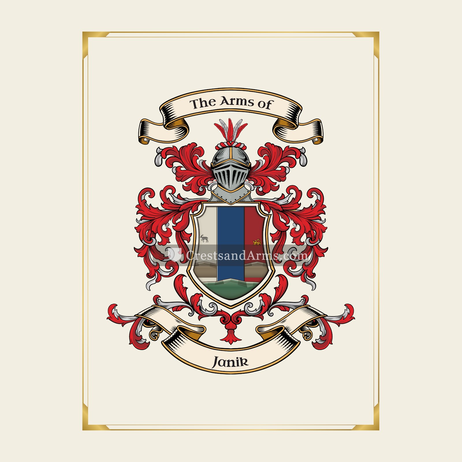 With gold border