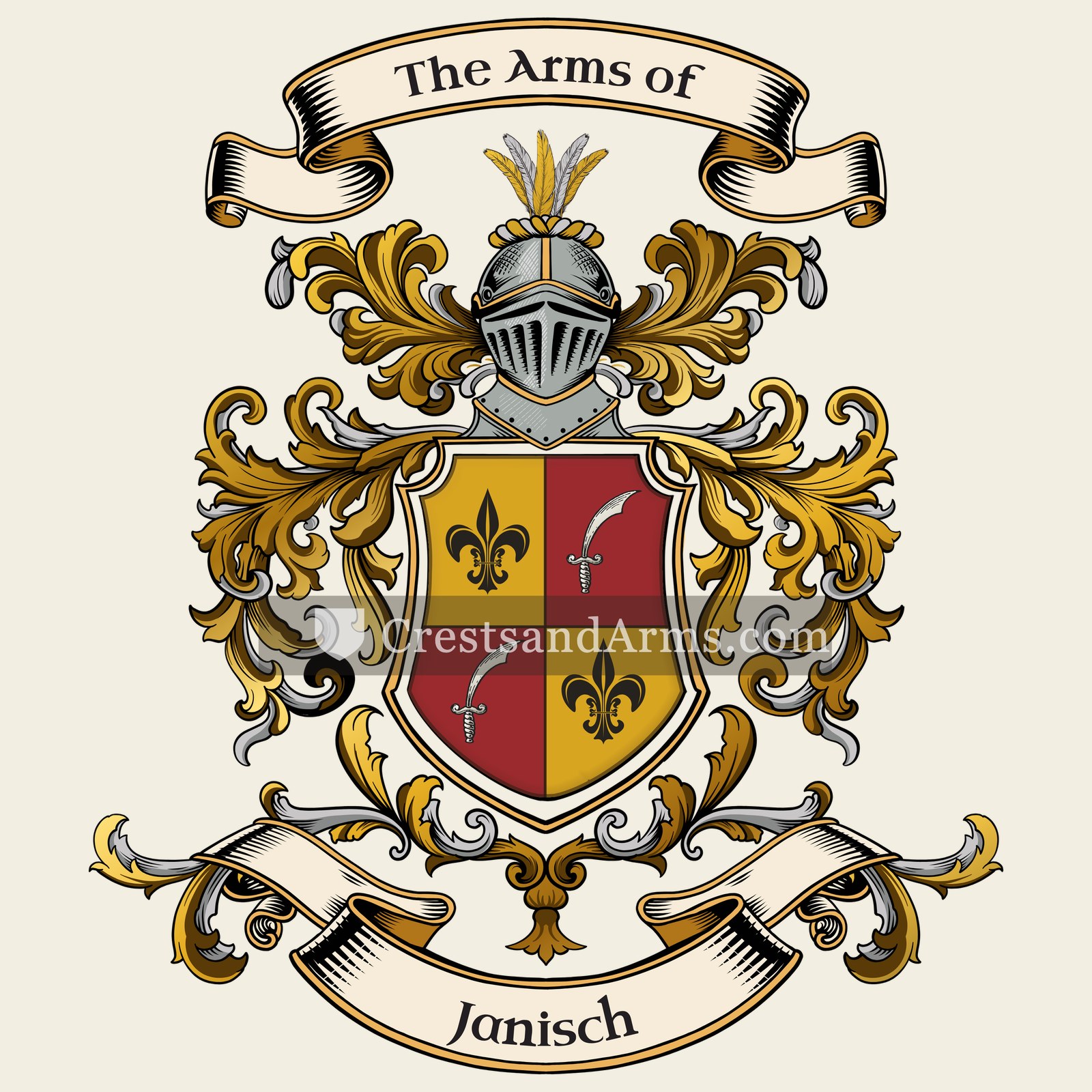 The Janisch coat of arms, drawn from the recorded blazon