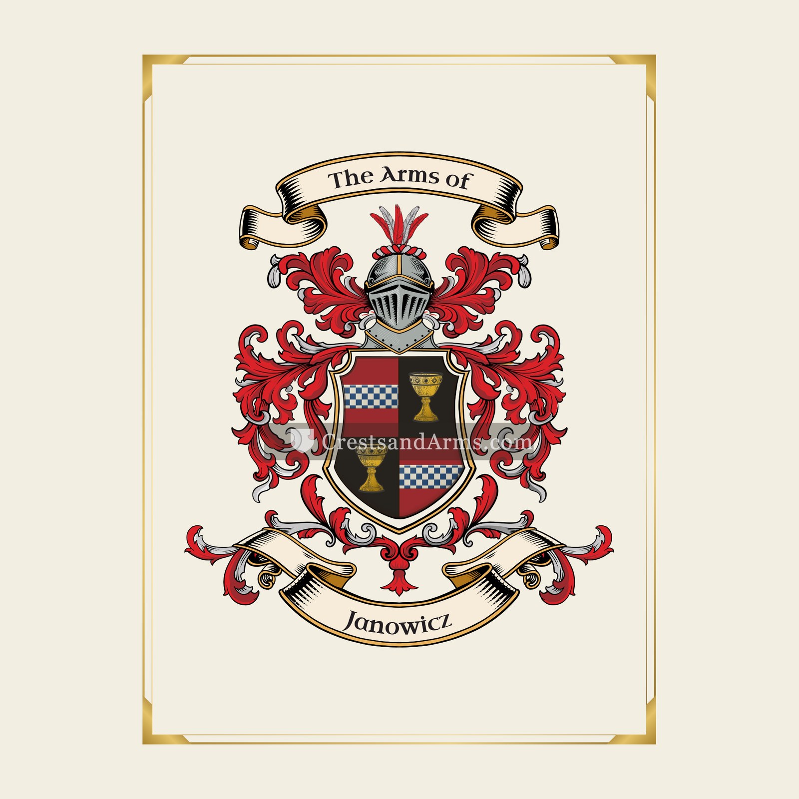 With gold border