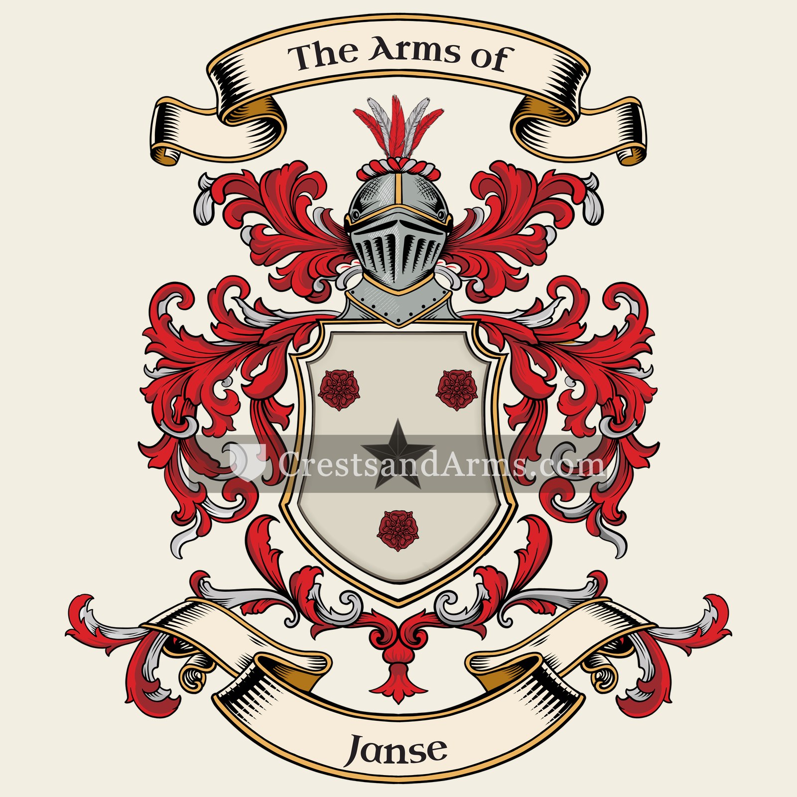 The Janse coat of arms, drawn from the recorded blazon