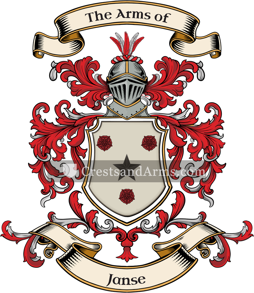 The Janse coat of arms, drawn from the recorded blazon