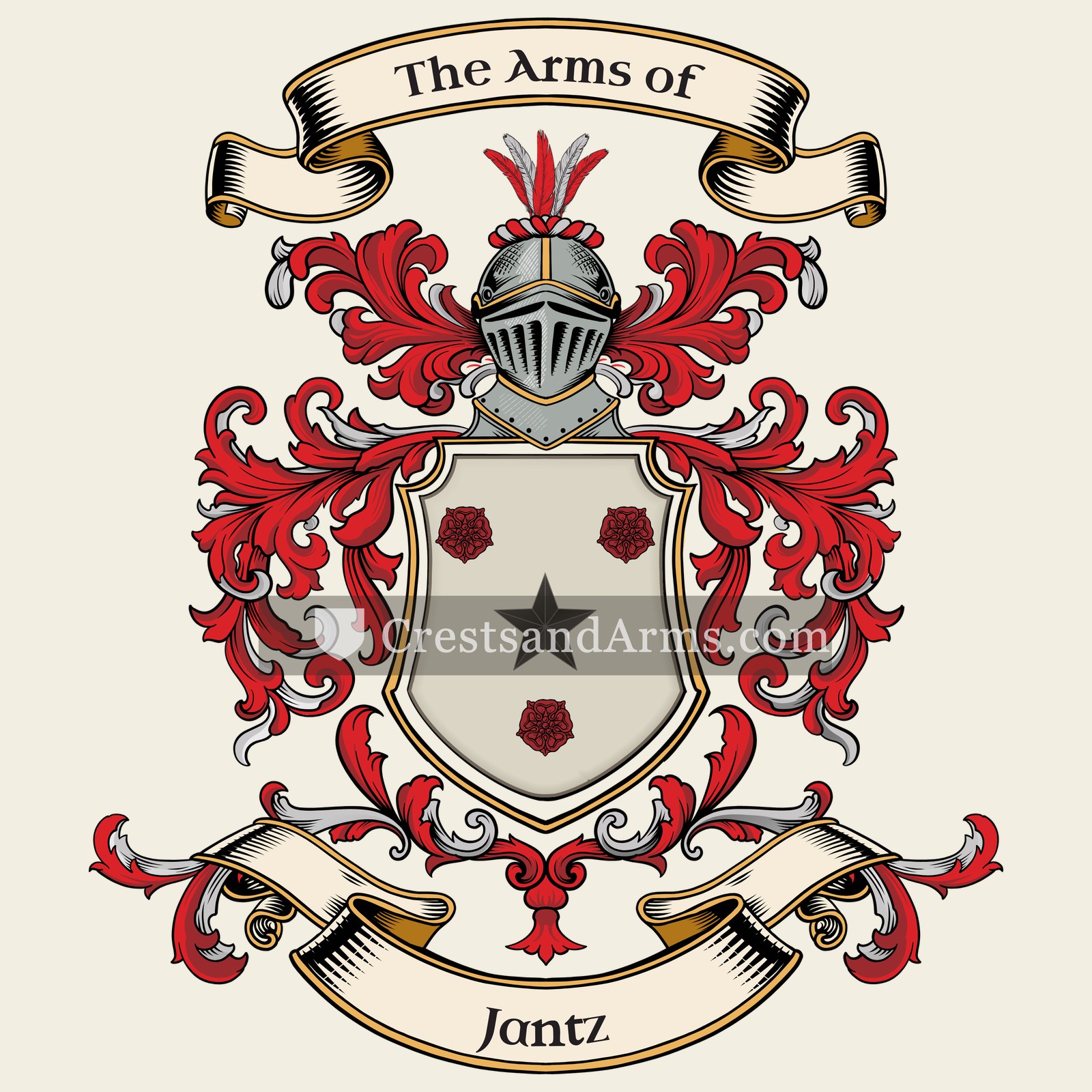 The Jantz coat of arms, drawn from the recorded blazon