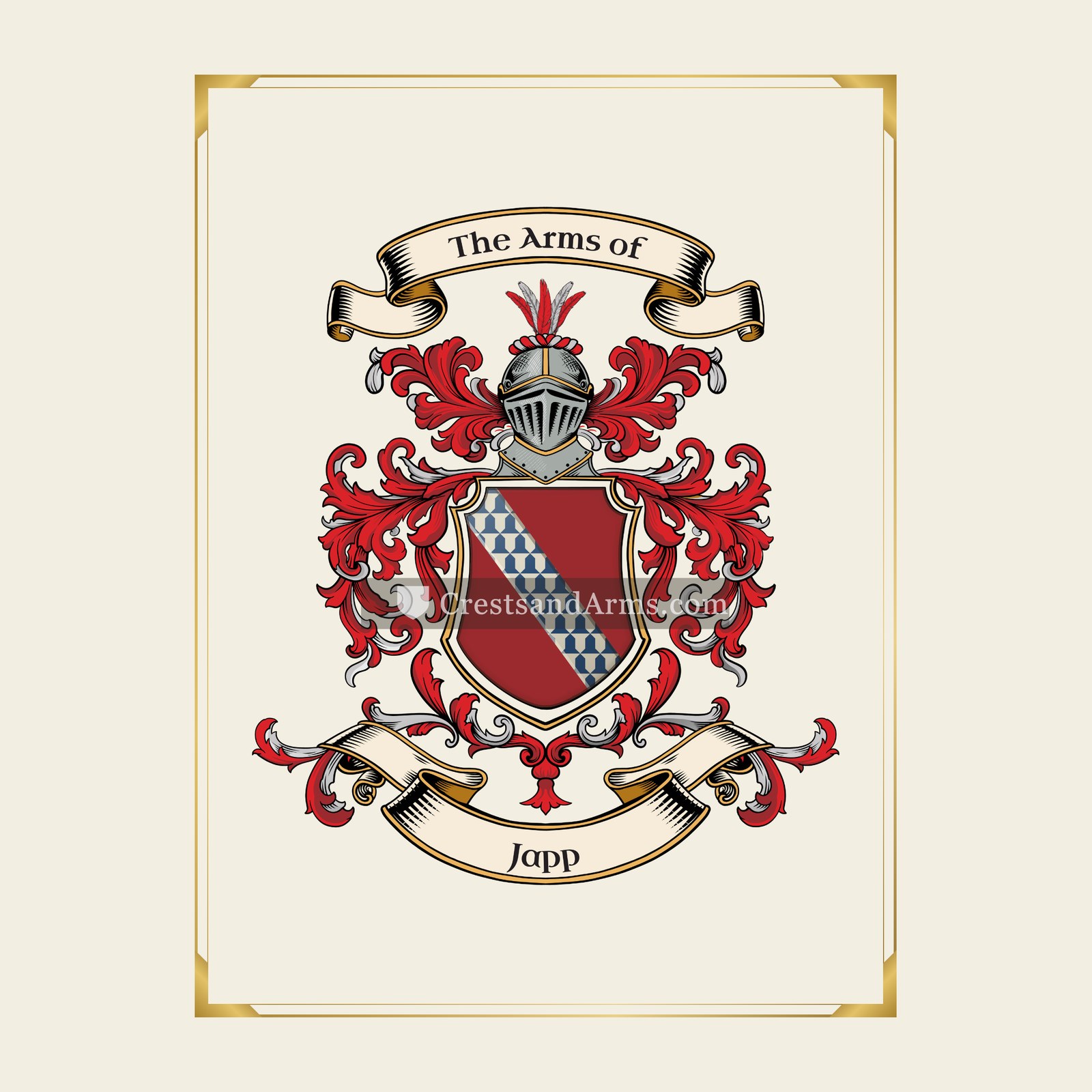With gold border