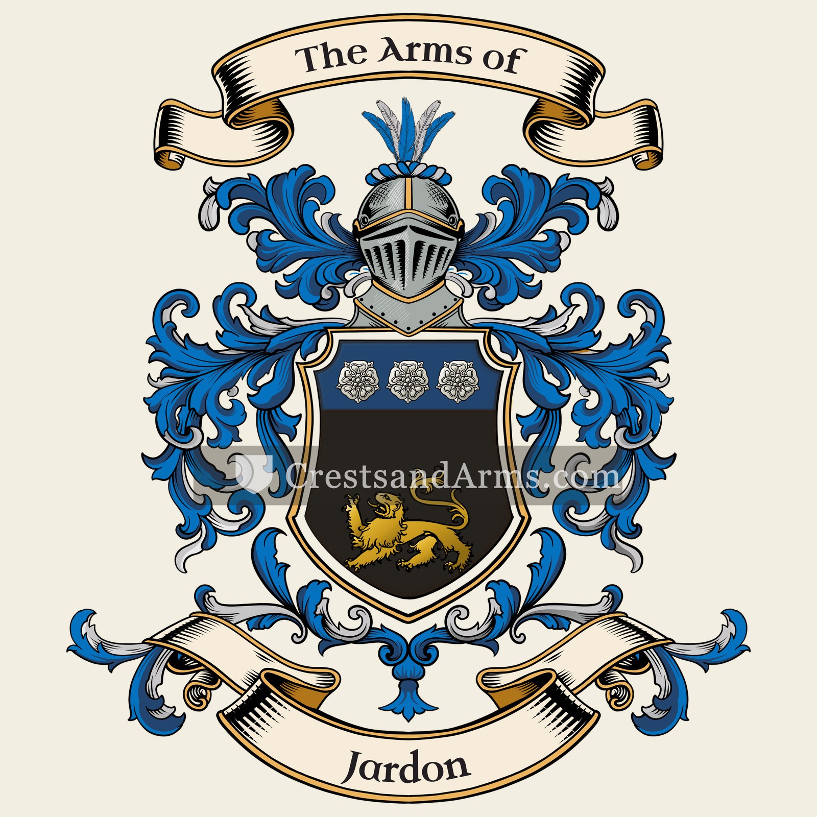 The Jardon coat of arms, drawn from the recorded blazon