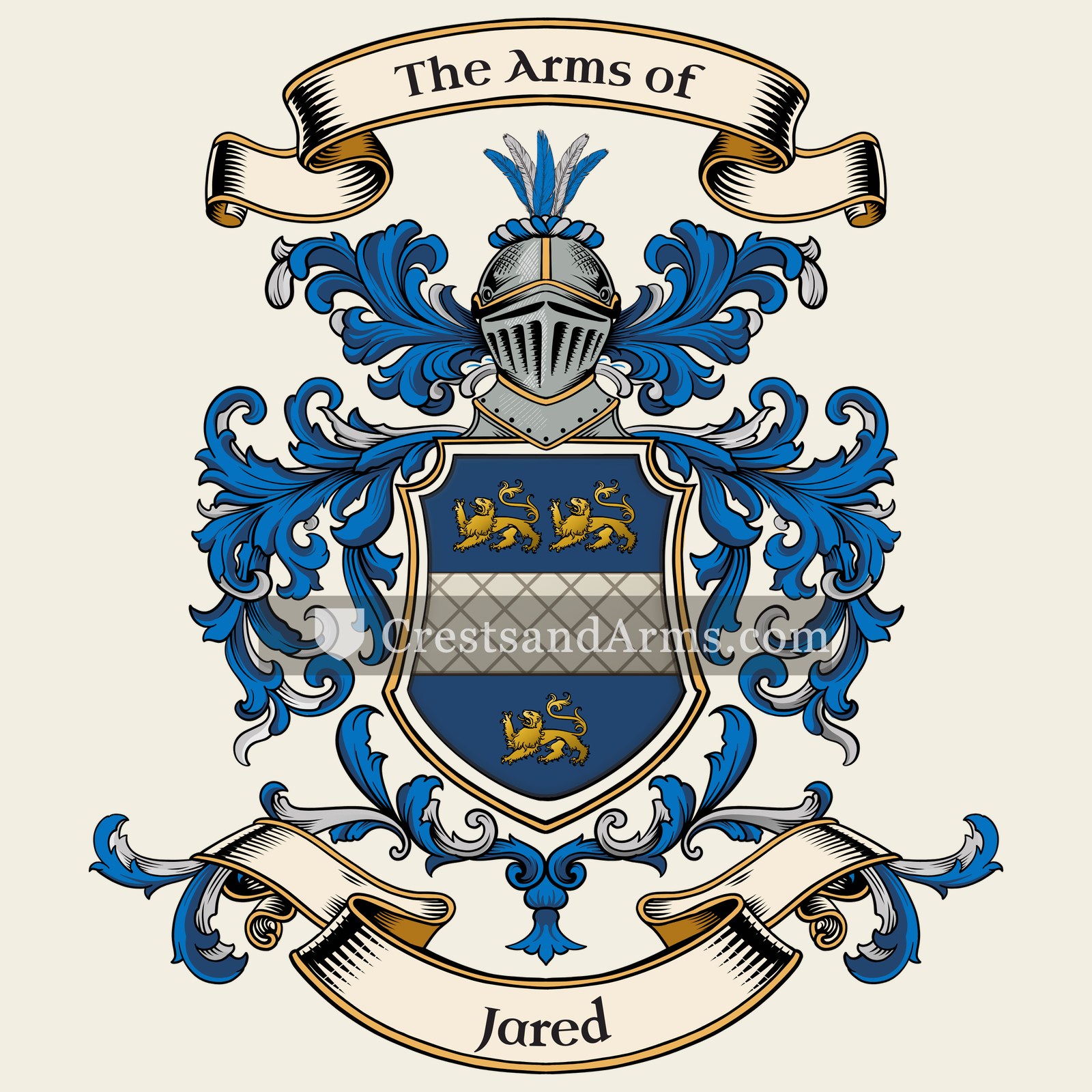 The Jared coat of arms, drawn from the recorded blazon