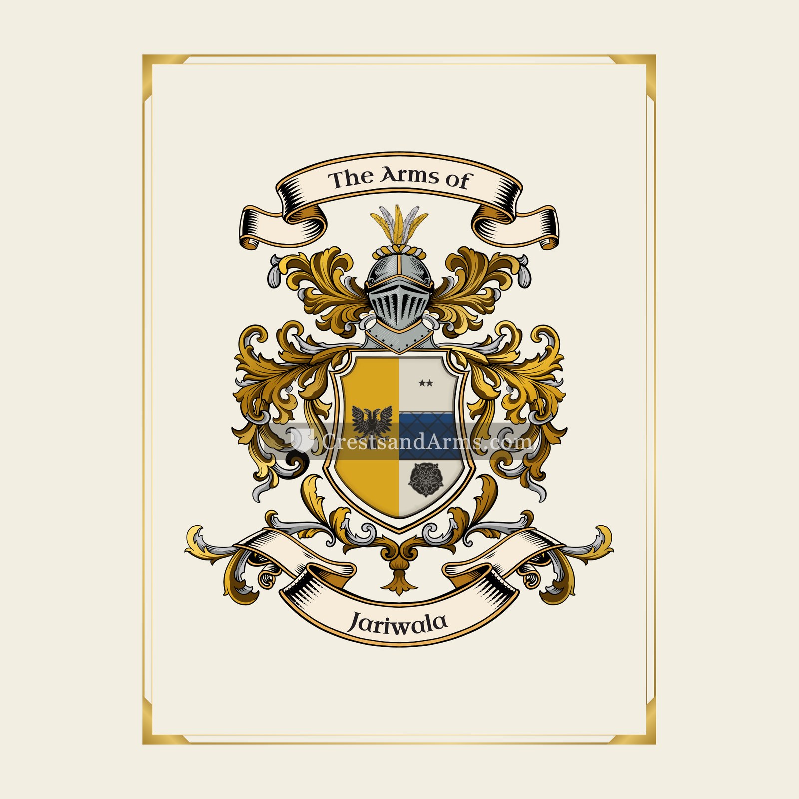 With gold border