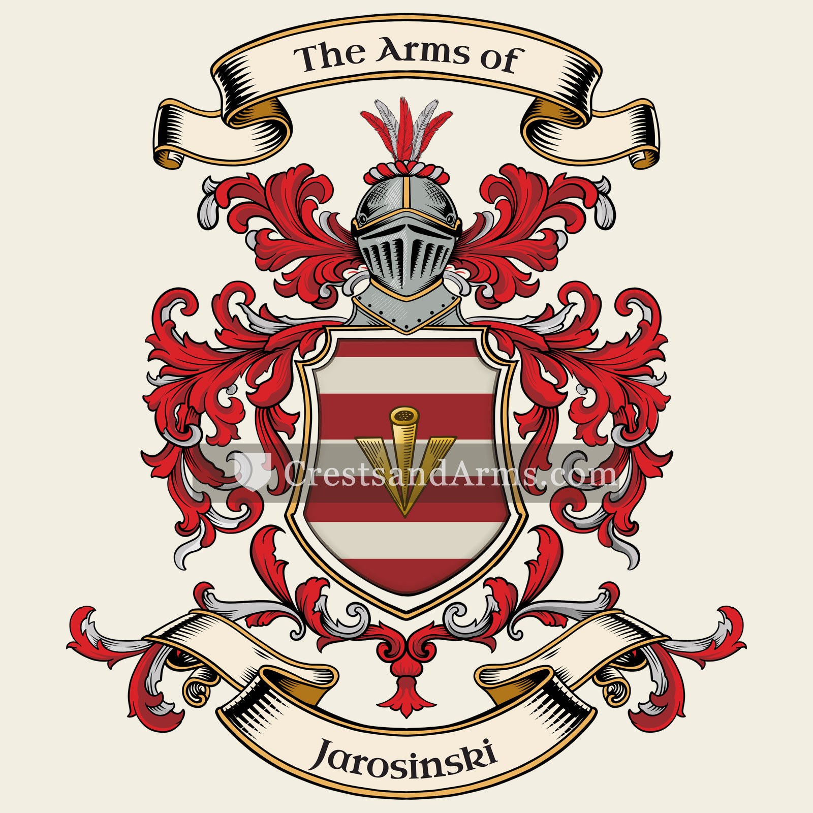 The Jarosinski coat of arms, drawn from the recorded blazon