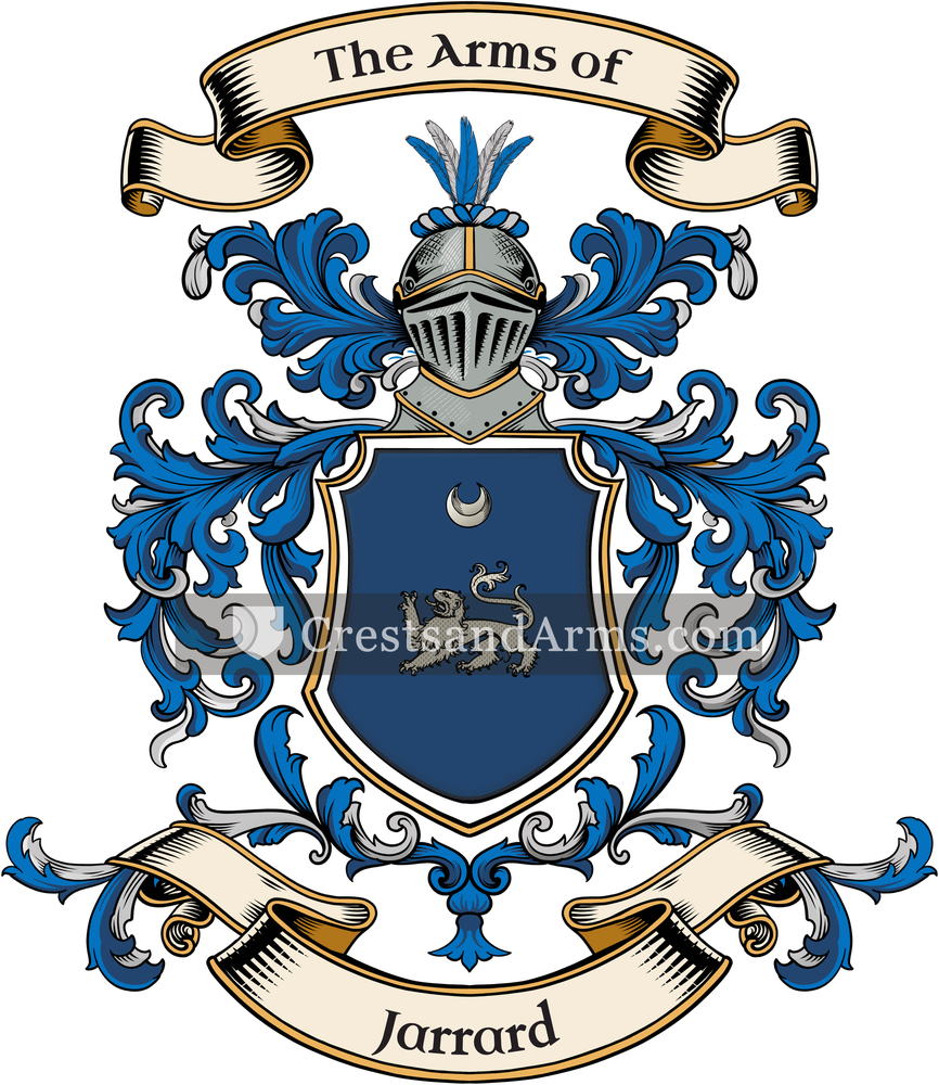 The Jarrard coat of arms, drawn from the recorded blazon