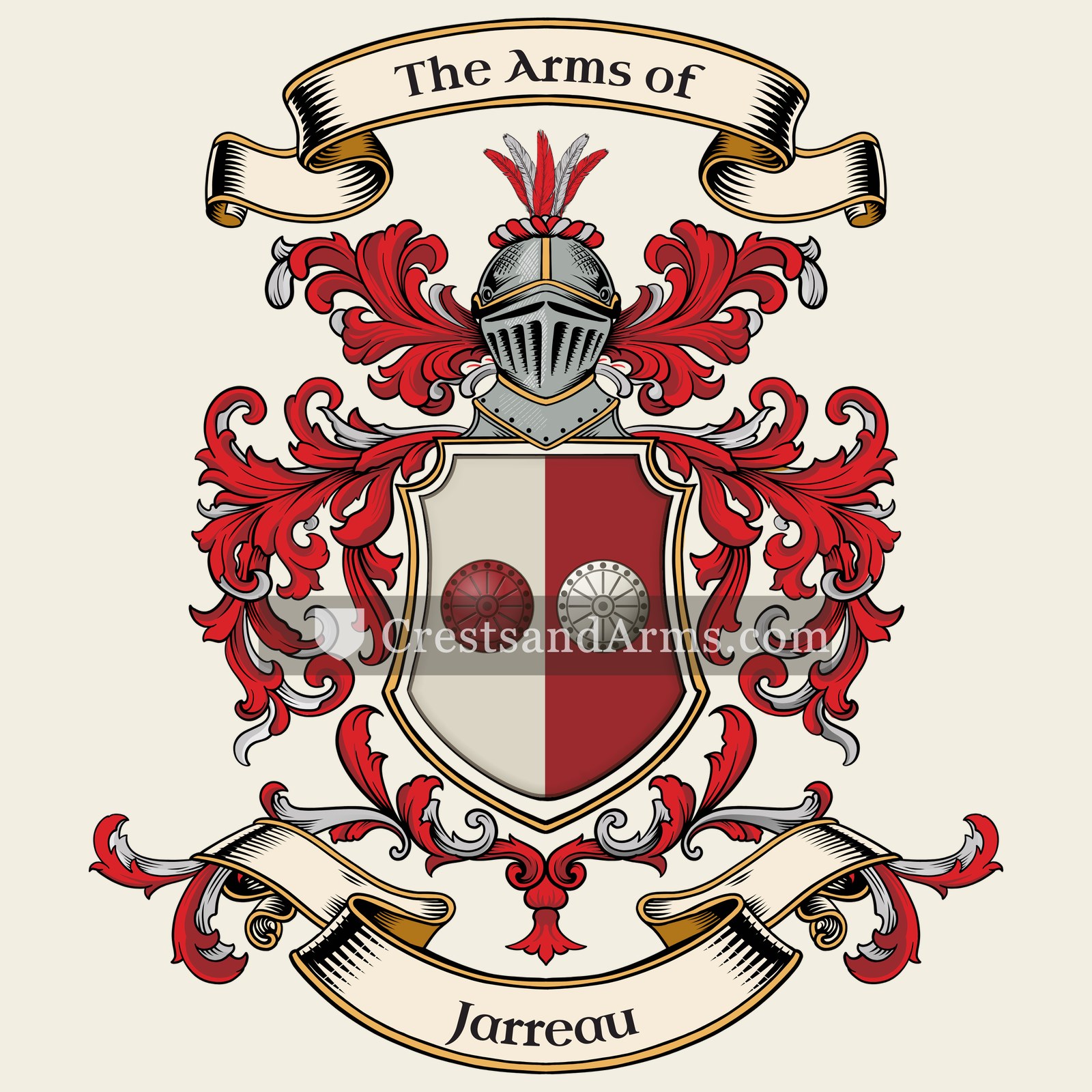 The Jarreau coat of arms, drawn from the recorded blazon
