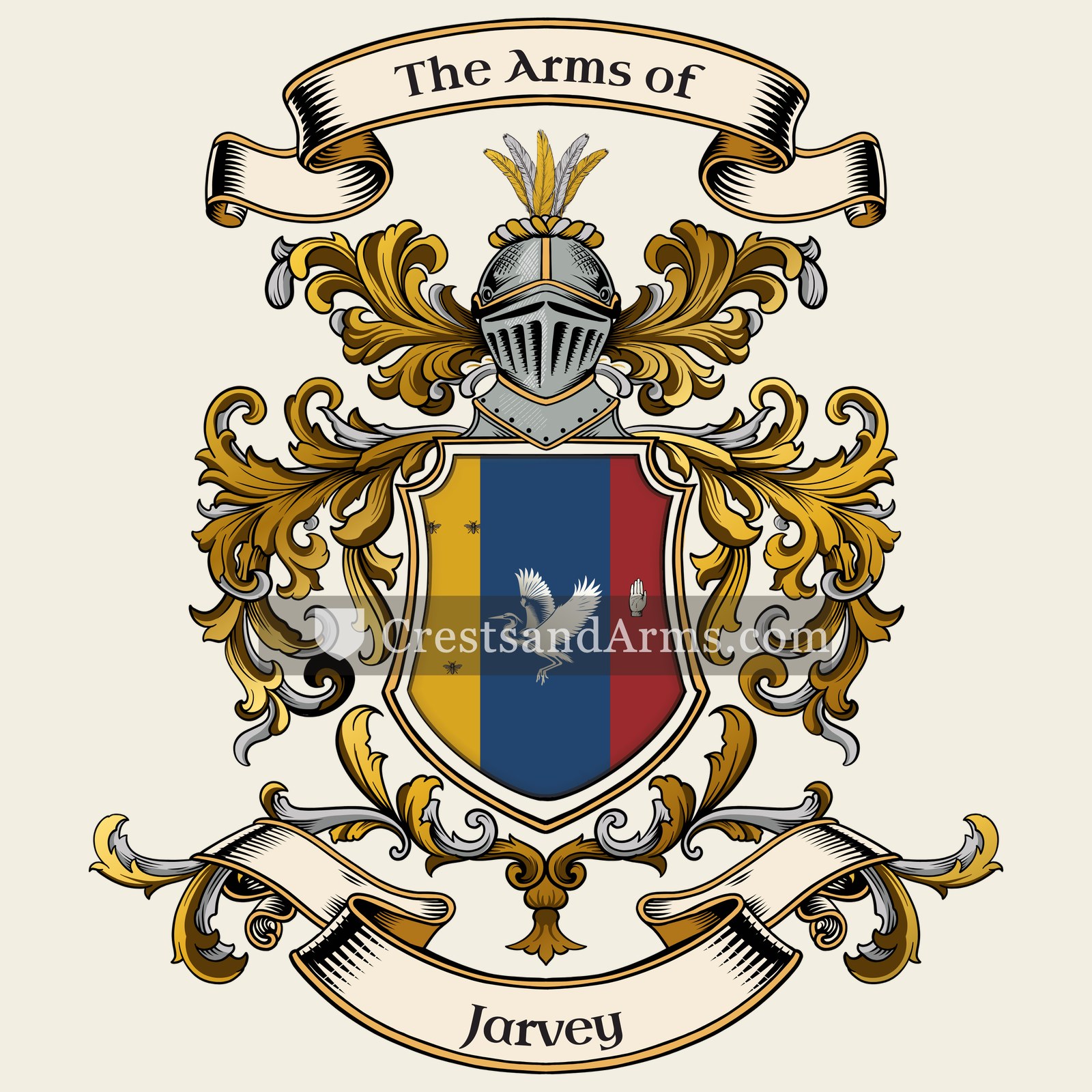 The Jarvey coat of arms, drawn from the recorded blazon
