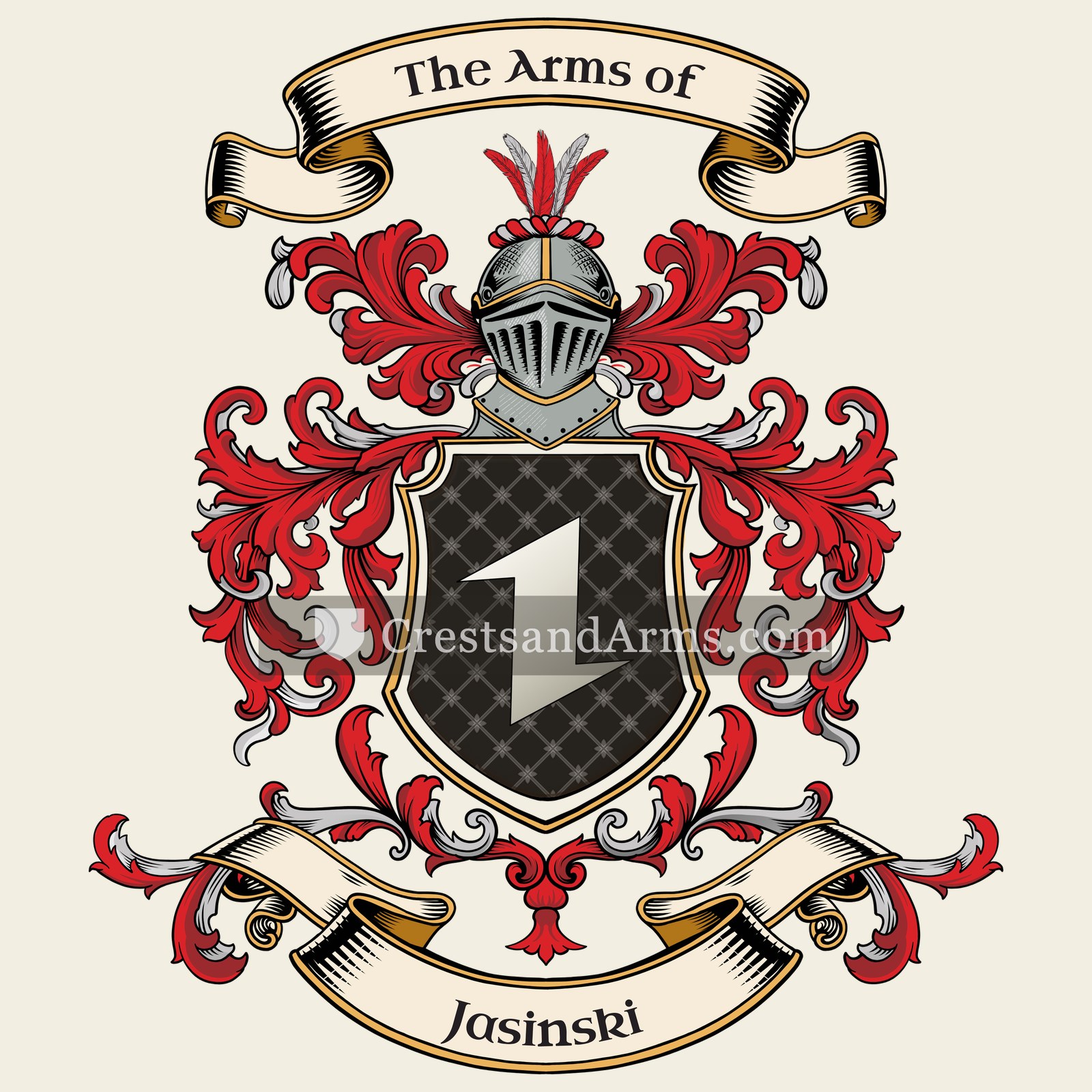 The Jasinski coat of arms, drawn from the recorded blazon