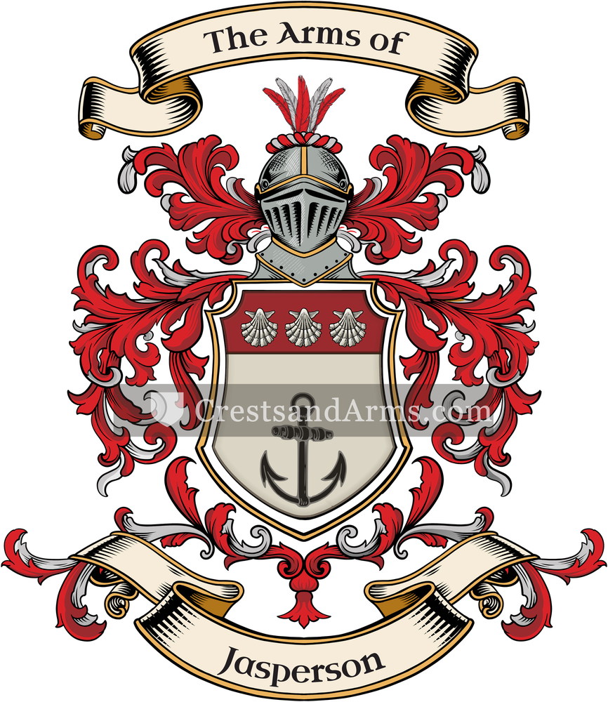 The Jasperson coat of arms, drawn from the recorded blazon